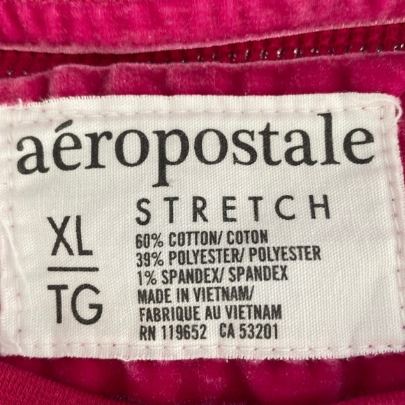 Aeropostale Stretch XL Juniors Hot Pink and silver striped 3/4 sleeve W/ AERO - Picture 12 of 12